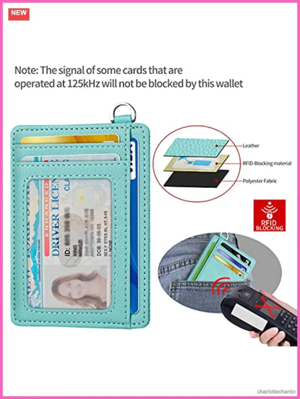 RFID Blocking Slim Front Pocket Wallet with Detachable D-Shackle Card Holder